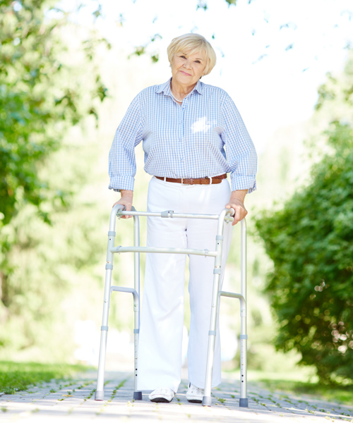 Elderly Woman With Walker Park