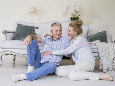 Front View Happy Senior Couple Together Floor